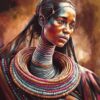 This artwork captures the beauty of a Turkana woman ardoned in traditional jewellery