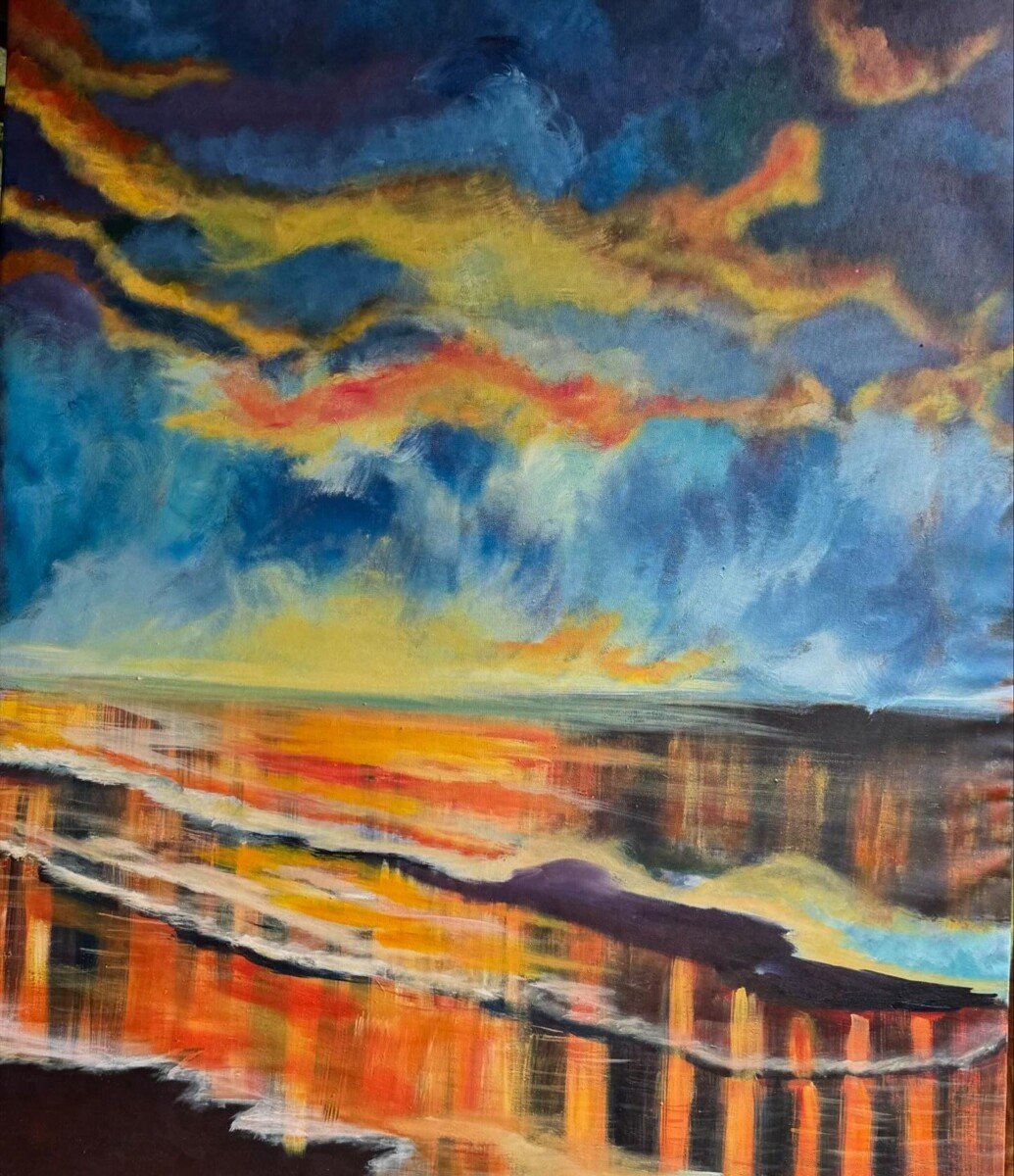 Process of 'Summer skies' in acrylics