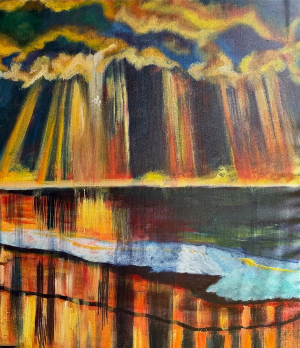 Process of 'Summer Skies' acrylics